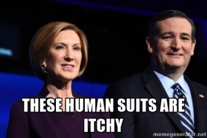 Human suits itchy Carly and Ted